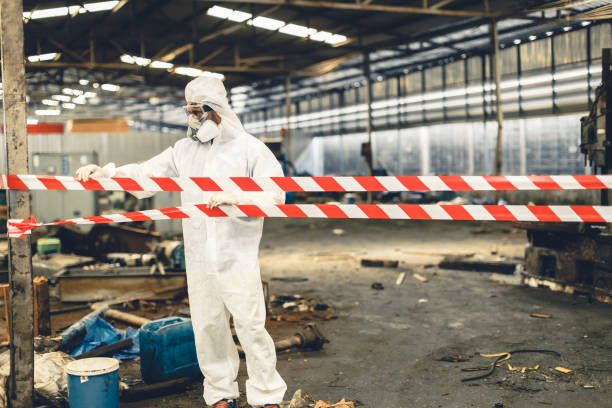Professional Sewage Cleanup technician working in Warren, OR